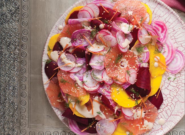 Bethany Kehdy's shaved beetroot, radish and grapefruit salad recipe (photography by Sarka Babicka)