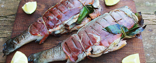 prosciutto trout parcels