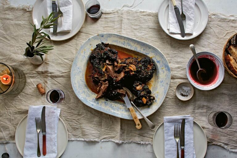 Barbecued leg of lamb